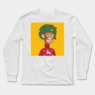 Christmas funny ugly sweat shirt with a nft crypto monkey Long Sleeve T-Shirt